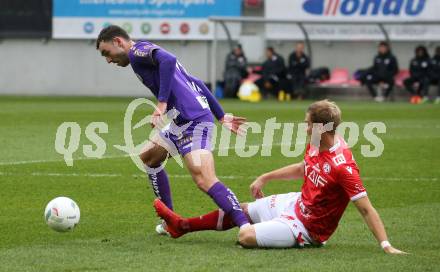 Fussball Woertherseecup. SK Austria Klagenfurt gegen GAK. Andrew Irving, (Austria Klagenfurt),  Markus Rusek   (GAK). Klagenfurt, am 19.11.2022.
Foto: Kuess
---
pressefotos, pressefotografie, kuess, qs, qspictures, sport, bild, bilder, bilddatenbank