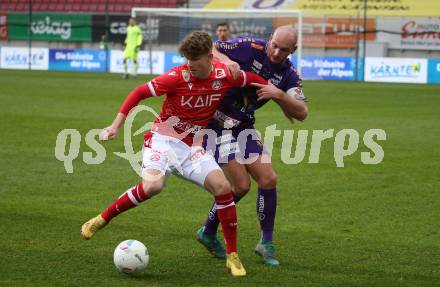 Fussball Woertherseecup. SK Austria Klagenfurt gegen GAK. Nicolas Wimmer, (Austria Klagenfurt),   Paul Kiedl  (GAK). Klagenfurt, am 19.11.2022.
Foto: Kuess
---
pressefotos, pressefotografie, kuess, qs, qspictures, sport, bild, bilder, bilddatenbank