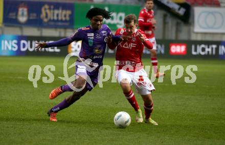 Fussball Woertherseecup. SK Austria Klagenfurt gegen GAK.  Daniel Francis,  (Austria Klagenfurt), Benjamin Rosenberger  (GAK). Klagenfurt, am 19.11.2022.
Foto: Kuess
---
pressefotos, pressefotografie, kuess, qs, qspictures, sport, bild, bilder, bilddatenbank