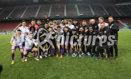 Fussball Woertherseecup. SK Austria Klagenfurt gegen 1860 Muenchen.  Jubel  (Austria Klagenfurt). Klagenfurt, 20.11.2022.
Foto: Kuess
---
pressefotos, pressefotografie, kuess, qs, qspictures, sport, bild, bilder, bilddatenbank