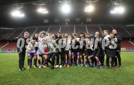 Fussball Woertherseecup. SK Austria Klagenfurt gegen 1860 Muenchen.  Jubel  (Austria Klagenfurt). Klagenfurt, 20.11.2022.
Foto: Kuess
---
pressefotos, pressefotografie, kuess, qs, qspictures, sport, bild, bilder, bilddatenbank
