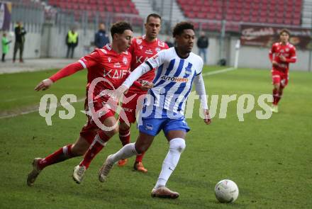 Fussball Woertherseecup. GAK gegen Hertha BSC.. Filip Uremovic,  (GAK),   Jean-Paul Boetius  (Hertha BSC. ). Klagenfurt, 20.11.2022.
Foto: Kuess
---
pressefotos, pressefotografie, kuess, qs, qspictures, sport, bild, bilder, bilddatenbank