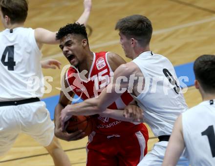 Basketball 2. Liga 2022/2023. Grunddurchgang 7. Runde.  KOS Celovec gegen  Upper Austrian Ballers.   Andrej Blazevic (KOS),  Starlin Inoa Gil (Austrian Ballers). Klagenfurt, am 20.11.2022.
Foto: Kuess
www.qspictures.net
---
pressefotos, pressefotografie, kuess, qs, qspictures, sport, bild, bilder, bilddatenbank