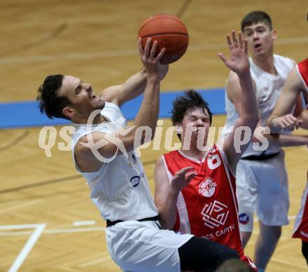Basketball 2. Liga 2022/2023. Grunddurchgang 7. Runde.  KOS Celovec gegen  Upper Austrian Ballers.  Dalibor Cevriz  (KOS),  Luis Streitberger (Austrian Ballers). Klagenfurt, am 20.11.2022.
Foto: Kuess
www.qspictures.net
---
pressefotos, pressefotografie, kuess, qs, qspictures, sport, bild, bilder, bilddatenbank