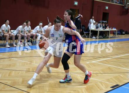 Basketball Damen Superliga. Grunddurchgang 7. Runde. KOS Celovec Damen gegen UBSC-DBBC Graz.  Nikolina Sofric (KOS), Ajla Meskic  (Graz). Klagenfurt, 20.11.2022.
Foto: Kuess
---
pressefotos, pressefotografie, kuess, qs, qspictures, sport, bild, bilder, bilddatenbank