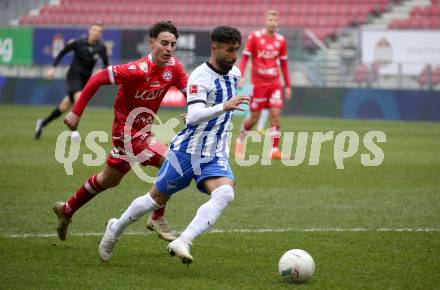 Fussball Woertherseecup. GAK gegen Hertha BSC..  Filip Uremovic, (GAK),  Nader El-Jindaoui   (Hertha BSC. ). Klagenfurt, 20.11.2022.
Foto: Kuess
---
pressefotos, pressefotografie, kuess, qs, qspictures, sport, bild, bilder, bilddatenbank