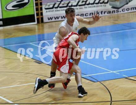 Basketball 2. Liga 2022/2023. Grunddurchgang 7. Runde.  KOS Celovec gegen  Upper Austrian Ballers.  Andrej Blazevic  (KOS),  Simon Hintenaus (Austrian Ballers). Klagenfurt, am 20.11.2022.
Foto: Kuess
www.qspictures.net
---
pressefotos, pressefotografie, kuess, qs, qspictures, sport, bild, bilder, bilddatenbank