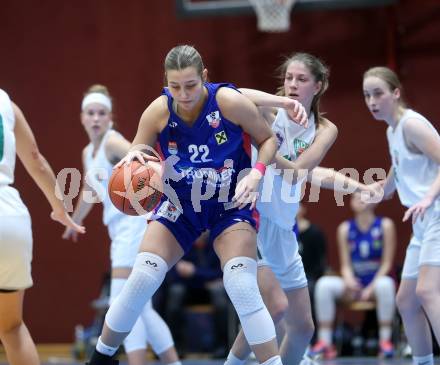 Basketball Damen Superliga. Grunddurchgang 7. Runde. KOS Celovec Damen gegen UBSC-DBBC Graz. Lana Santelj  (KOS),  Lenny Jacimovic (Graz). Klagenfurt, 20.11.2022.
Foto: Kuess
---
pressefotos, pressefotografie, kuess, qs, qspictures, sport, bild, bilder, bilddatenbank