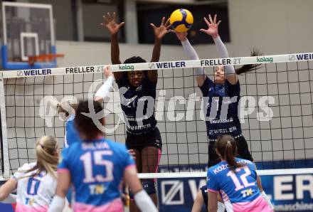 Volleyball. Challenge Cup 2022/23. ATSC Kelag Wildcats Klagenfurt gegen VK Prostejov.   Ehize Omoghibo, Nikolina Bajic (Wildcats). Klagenfurt, 23.11.2022.
Foto: Kuess
---
pressefotos, pressefotografie, kuess, qs, qspictures, sport, bild, bilder, bilddatenbank