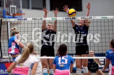 Volleyball. Challenge Cup 2022/23. ATSC Kelag Wildcats Klagenfurt gegen VK Prostejov.   Nicole Holzinger, Jana Gaertner (Wildcats). Klagenfurt, 23.11.2022.
Foto: Kuess
---
pressefotos, pressefotografie, kuess, qs, qspictures, sport, bild, bilder, bilddatenbank