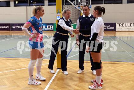 Volleyball. Challenge Cup 2022/23. ATSC Kelag Wildcats Klagenfurt gegen VK Prostejov.   Julia Bier (Wildcats),   Simona Bajusz (Prostejov). Klagenfurt, 23.11.2022.
Foto: Kuess
---
pressefotos, pressefotografie, kuess, qs, qspictures, sport, bild, bilder, bilddatenbank