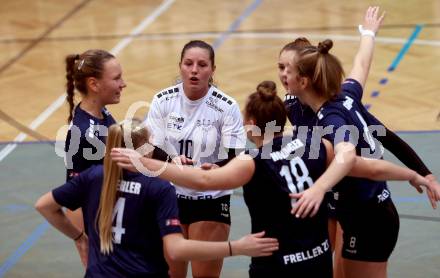 Volleyball. Challenge Cup 2022/23. ATSC Kelag Wildcats Klagenfurt gegen VK Prostejov.   Jubel (Wildcats). Klagenfurt, 23.11.2022.
Foto: Kuess
---
pressefotos, pressefotografie, kuess, qs, qspictures, sport, bild, bilder, bilddatenbank