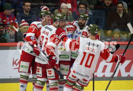 EBEL. Eishockey Bundesliga. EC KAC gegen  HCB Suedtirol Alperia.  Torjubel  (Bozen). Klagenfurt, am 25.11.2022.
Foto: Kuess
www.qspictures.net
---
pressefotos, pressefotografie, kuess, qs, qspictures, sport, bild, bilder, bilddatenbank