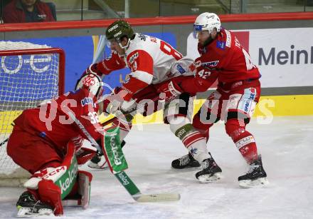 EBEL. Eishockey Bundesliga. EC KAC gegen  HCB Suedtirol Alperia. Rok Ticar, Sebastian Dahm,  (KAC),   Domenico Alberga  (Bozen). Klagenfurt, am 25.11.2022.
Foto: Kuess
www.qspictures.net
---
pressefotos, pressefotografie, kuess, qs, qspictures, sport, bild, bilder, bilddatenbank