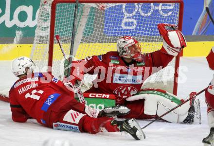 EBEL. Eishockey Bundesliga. EC KAC gegen  HCB Suedtirol Alperia.  Sebastian Dahm, Lukas haudum (KAC). Klagenfurt, am 25.11.2022.
Foto: Kuess
www.qspictures.net
---
pressefotos, pressefotografie, kuess, qs, qspictures, sport, bild, bilder, bilddatenbank