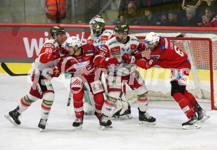 EBEL. Eishockey Bundesliga. EC KAC gegen  HCB Suedtirol Alperia.  Fabian Hochegger, Lucas Lessio, (KAC),   Domenico Alberga, Scott Valentine  (Bozen). Klagenfurt, am 25.11.2022.
Foto: Kuess
www.qspictures.net
---
pressefotos, pressefotografie, kuess, qs, qspictures, sport, bild, bilder, bilddatenbank