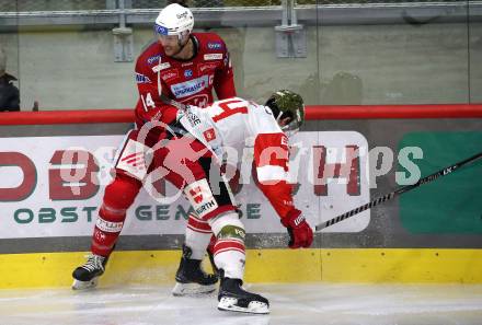 EBEL. Eishockey Bundesliga. EC KAC gegen  HCB Suedtirol Alperia.  Paul Postma,  (KAC),    Daniel Frank (Bozen). Klagenfurt, am 25.11.2022.
Foto: Kuess
www.qspictures.net
---
pressefotos, pressefotografie, kuess, qs, qspictures, sport, bild, bilder, bilddatenbank