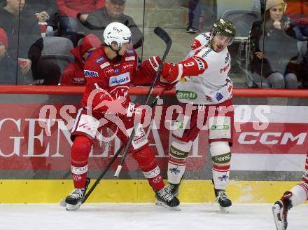 EBEL. Eishockey Bundesliga. EC KAC gegen  HCB Suedtirol Alperia.  Kele Steffler,  (KAC),    Daniel Mantenuto (Bozen). Klagenfurt, am 25.11.2022.
Foto: Kuess
www.qspictures.net
---
pressefotos, pressefotografie, kuess, qs, qspictures, sport, bild, bilder, bilddatenbank