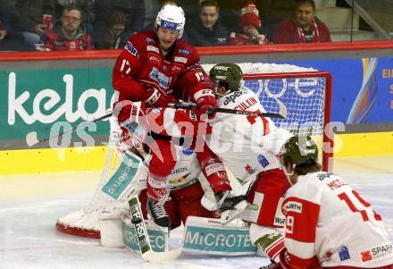 EBEL. Eishockey Bundesliga. EC KAC gegen  HCB Suedtirol Alperia. Manuel Ganahl,  (KAC),    Ryan Culkin (Bozen). Klagenfurt, am 25.11.2022.
Foto: Kuess
www.qspictures.net
---
pressefotos, pressefotografie, kuess, qs, qspictures, sport, bild, bilder, bilddatenbank