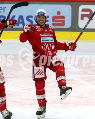 EBEL. Eishockey Bundesliga. EC KAC gegen  Asiago Hockey.  Torjubel Fabian Hochegger (KAC). Klagenfurt, am 27.11.2022.
Foto: Kuess
www.qspictures.net
---
pressefotos, pressefotografie, kuess, qs, qspictures, sport, bild, bilder, bilddatenbank