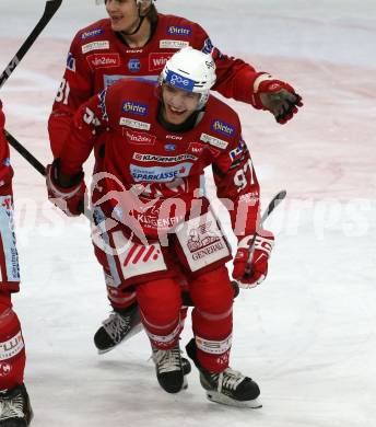 EBEL. Eishockey Bundesliga. EC KAC gegen  Asiago Hockey. Torjubel Fabian Hochegger  (KAC). Klagenfurt, am 27.11.2022..
Foto: Kuess
www.qspictures.net
---
pressefotos, pressefotografie, kuess, qs, qspictures, sport, bild, bilder, bilddatenbank