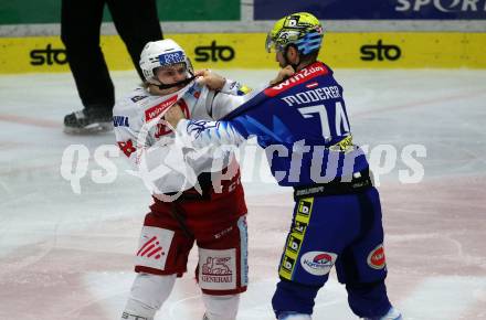 EBEL. Eishockey Bundesliga. EC VSV gegen EC KAC.  Kevin Moderer,    (VSV),  Finn Van Ee  (KAC). Villach, am 2.12.2022.
Foto: Kuess
www.qspictures.net
---
pressefotos, pressefotografie, kuess, qs, qspictures, sport, bild, bilder, bilddatenbank