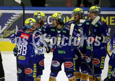 EBEL. Eishockey Bundesliga. EC VSV gegen EC KAC.   Torjubel Alexander Rauchenwald  (VSV). Villach, am 2.12.2022.
Foto: Kuess
www.qspictures.net
---
pressefotos, pressefotografie, kuess, qs, qspictures, sport, bild, bilder, bilddatenbank