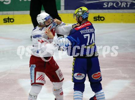 EBEL. Eishockey Bundesliga. EC VSV gegen EC KAC.  Kevin Moderer,    (VSV),  Finn Van Ee  (KAC). Villach, am 2.12.2022.
Foto: Kuess
www.qspictures.net
---
pressefotos, pressefotografie, kuess, qs, qspictures, sport, bild, bilder, bilddatenbank