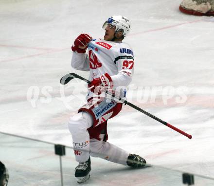 EBEL. Eishockey Bundesliga. EC VSV gegen EC KAC.  Torjubel Fabian Hochegger  (KAC). Villach, am 2.12.2022.
Foto: Kuess
www.qspictures.net
---
pressefotos, pressefotografie, kuess, qs, qspictures, sport, bild, bilder, bilddatenbank