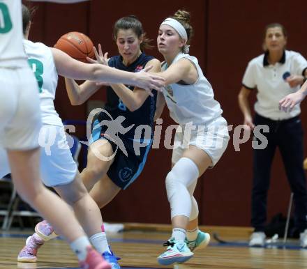 Basketball Damen Superliga. Grunddurchgang 8. Runde. KOS Celovec Damen gegen Vienna Timberwolves.  Antonia Ronacher (KOS),   Aleksandra Novakovic (Vienna Timberwolves). Klagenfurt, 3.12.2022.
Foto: Kuess
---
pressefotos, pressefotografie, kuess, qs, qspictures, sport, bild, bilder, bilddatenbank