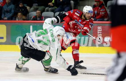 EBEL. Eishockey Bundesliga. EC KAC gegen  HK Olimpija.  Steven Strong, (KAC),  Mark Cepon   (Laibach). Klagenfurt, am 4.12.2022.
Foto: Kuess
www.qspictures.net
---
pressefotos, pressefotografie, kuess, qs, qspictures, sport, bild, bilder, bilddatenbank