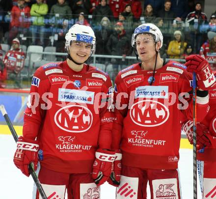 EBEL. Eishockey Bundesliga. EC KAC gegen  HK Olimpija.  Maximilian Preiml, Nicholas Eric Petersen  (KAC). Klagenfurt, am 4.12.2022.
Foto: Kuess
www.qspictures.net
---
pressefotos, pressefotografie, kuess, qs, qspictures, sport, bild, bilder, bilddatenbank