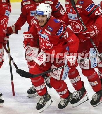 EBEL. Eishockey Bundesliga. EC KAC gegen  HK Olimpija.  Torjubel Fabian Hochegger  (KAC). Klagenfurt, am 4.12.2022.
Foto: Kuess
www.qspictures.net
---
pressefotos, pressefotografie, kuess, qs, qspictures, sport, bild, bilder, bilddatenbank
