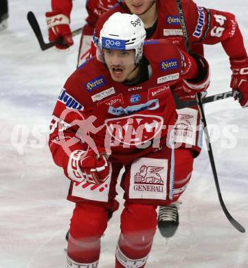 EBEL. Eishockey Bundesliga. EC KAC gegen  HK Olimpija.  Torjubel Fabian Hochegger  (KAC). Klagenfurt, am 4.12.2022.
Foto: Kuess
www.qspictures.net
---
pressefotos, pressefotografie, kuess, qs, qspictures, sport, bild, bilder, bilddatenbank