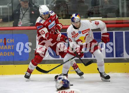 EBEL. Eishockey Bundesliga. EC KAC gegen  Salzburg.  Thomas Vallant, (KAC),  Lucas Thaler   (Salzburg). Klagenfurt, am 9.12.2022.
Foto: Kuess
www.qspictures.net
---
pressefotos, pressefotografie, kuess, qs, qspictures, sport, bild, bilder, bilddatenbank