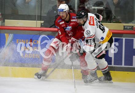 EBEL. Eishockey Bundesliga. EC KAC gegen  Pioneers Vorarlberg.  Nicholas Eric Petersen,  (KAC),  Richard Jarusek  (Vorarlberg). Klagenfurt, am 11.12.2022.
Foto: Kuess
www.qspictures.net
---
pressefotos, pressefotografie, kuess, qs, qspictures, sport, bild, bilder, bilddatenbank