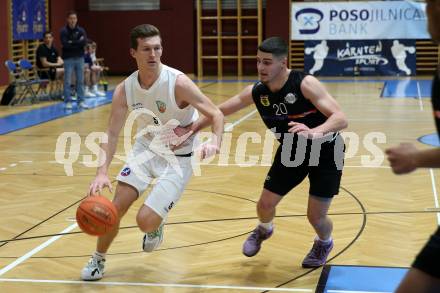Basketball 2. Liga 2022/2023. Grunddurchgang 11. Runde.  KOS Celovec gegen  Vienna United.   Andi Smrtnik (KOS),  Svyatoslav Boshkov (Vienna). Klagenfurt, am 17.12.2022.
Foto: Kuess
www.qspictures.net
---
pressefotos, pressefotografie, kuess, qs, qspictures, sport, bild, bilder, bilddatenbank