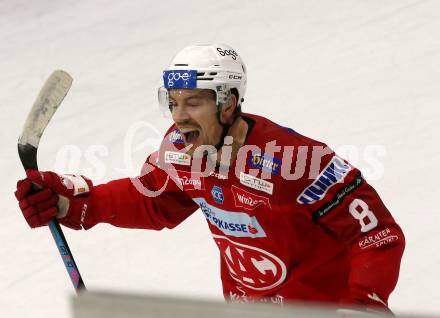 EBEL. Eishockey Bundesliga. EC KAC gegen  HC Pustertal.  Torjubel Nicholas Eric Petersen (KAC). Klagenfurt, am 18.12.2022.
Foto: Kuess
www.qspictures.net
---
pressefotos, pressefotografie, kuess, qs, qspictures, sport, bild, bilder, bilddatenbank