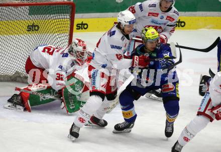 EBEL. Eishockey Bundesliga. VSV gegen KAC.  Felix Maxa, (VSV),    David Maier, Sebastia Dahm  (KAC). Villach, am 20.12.2022.
Foto: Kuess
www.qspictures.net
---
pressefotos, pressefotografie, kuess, qs, qspictures, sport, bild, bilder, bilddatenbank