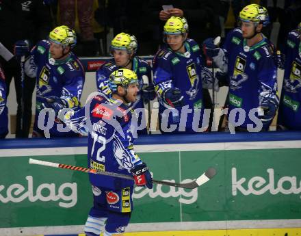 EBEL. Eishockey Bundesliga. VSV gegen KAC.  Torjubel John Hughes (VSV). Villach, am 20.12.2022.
Foto: Kuess
www.qspictures.net
---
pressefotos, pressefotografie, kuess, qs, qspictures, sport, bild, bilder, bilddatenbank