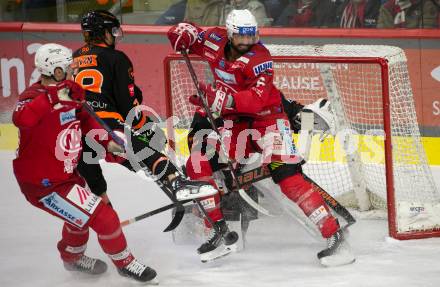 EBEL. Eishockey Bundesliga. EC KAC gegen  Moser Medical Graz99ers.  Lucas Lessio,  (KAC),    Michael Boivin (Graz). Klagenfurt, am 23.12.2022.
Foto: Kuess
www.qspictures.net
---
pressefotos, pressefotografie, kuess, qs, qspictures, sport, bild, bilder, bilddatenbank