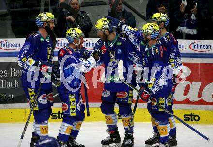 EBEL. Eishockey Bundesliga. EC VSV gegen HC TIWAG Innsbruck.   Torjubel Kevin Moderer, Dominik Grafenthin, Alexander Rauchenwald, Anthony Luciani, Simon Despres  (VSV). Villach, am 26.12.2022.
Foto: Kuess
www.qspictures.net
---
pressefotos, pressefotografie, kuess, qs, qspictures, sport, bild, bilder, bilddatenbank