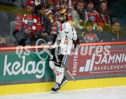 EBEL. Eishockey Bundesliga. EC KAC gegen  Steinbach Black Wings Linz. Torjubel Shawn St-Amant (Linz). Klagenfurt, am 30.12.2022.
Foto: Kuess
www.qspictures.net
---
pressefotos, pressefotografie, kuess, qs, qspictures, sport, bild, bilder, bilddatenbank