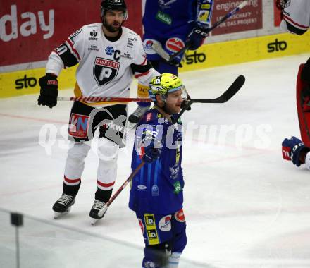 EBEL. Eishockey Bundesliga. EC VSV gegen BEMER Pioneers Vorarlberg.   Torjubel John Hughes  (VSV). Villach, am 8.1.2023
Foto: Kuess
www.qspictures.net
---
pressefotos, pressefotografie, kuess, qs, qspictures, sport, bild, bilder, bilddatenbank