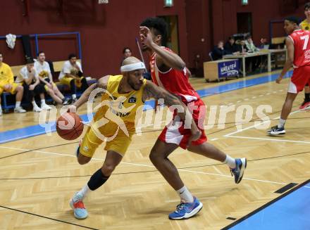 Basketball 2. Liga 2022/2023. Grunddurchgang 12. Runde. Woerthersee Piraten gegen  Upper Austrian Ballers.   Shawn L. Ray (Piraten), Starlin Inoa Gil (Upper Austrian Ballers). Klagenfurt, am 7.1.2023.
Foto: Kuess
www.qspictures.net
---
pressefotos, pressefotografie, kuess, qs, qspictures, sport, bild, bilder, bilddatenbank