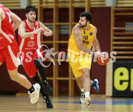 Basketball 2. Liga 2022/2023. Grunddurchgang 12. Runde. Woerthersee Piraten gegen  Upper Austrian Ballers.   Marin Sliskovic (Piraten),  Petar Nemcec (Upper Austrian Ballers). Klagenfurt, am 7.1.2023.
Foto: Kuess
www.qspictures.net
---
pressefotos, pressefotografie, kuess, qs, qspictures, sport, bild, bilder, bilddatenbank