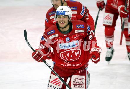 EBEL. Eishockey Bundesliga. EC KAC gegen  HC TIWAG Innsbruck. Torjubel Fabian Hochegger (KAC). Klagenfurt, am 13.1.2023.
Foto: Kuess
www.qspictures.net
---
pressefotos, pressefotografie, kuess, qs, qspictures, sport, bild, bilder, bilddatenbank