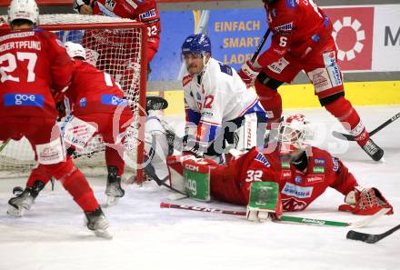 EBEL. Eishockey Bundesliga. EC KAC gegen  HC TIWAG Innsbruck.  Sebastian Dahm (KAC), Braeden Shaw (Innsbruck). Klagenfurt, am 13.1.2023.
Foto: Kuess
www.qspictures.net
---
pressefotos, pressefotografie, kuess, qs, qspictures, sport, bild, bilder, bilddatenbank