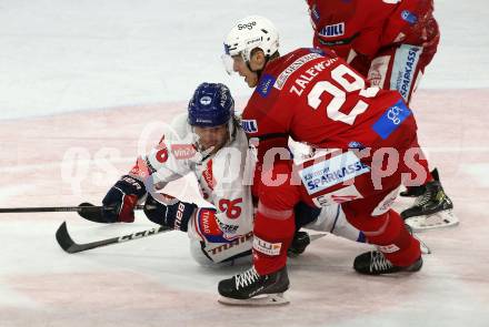 EBEL. Eishockey Bundesliga. EC KAC gegen  HC TIWAG Innsbruck.   Mikwe Zalewski,  (KAC),    Martin Ulmer (Innsbruck). Klagenfurt, am 13.1.2023.
Foto: Kuess
www.qspictures.net
---
pressefotos, pressefotografie, kuess, qs, qspictures, sport, bild, bilder, bilddatenbank