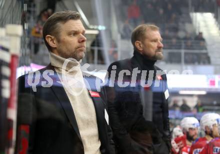 EBEL. Eishockey Bundesliga. EC KAC gegen  Hydro Fehervar AV 19.  Co-Trainer Juha Vuoti, Trainer Petri Matikainen  (KAC),. Klagenfurt, am 17.1.2023.
Foto: Kuess
www.qspictures.net
---
pressefotos, pressefotografie, kuess, qs, qspictures, sport, bild, bilder, bilddatenbank